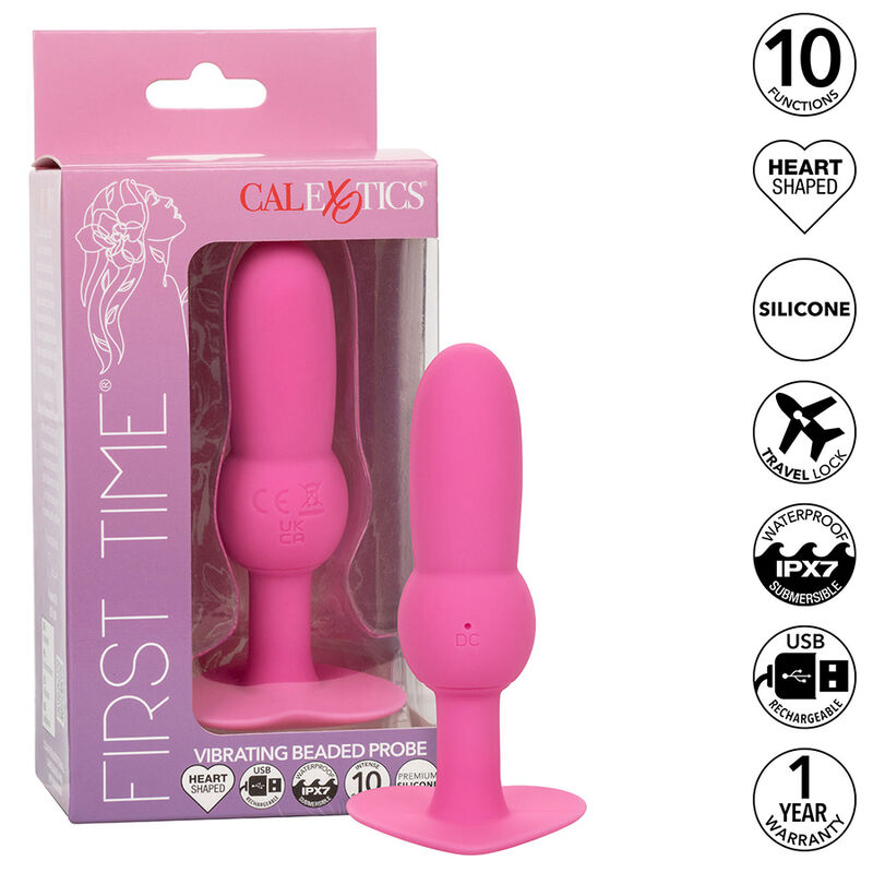 CALEXOTICS – FIRST TIME ANAL PLUG BEADED PROBE 10 VIBRATIONS PINK