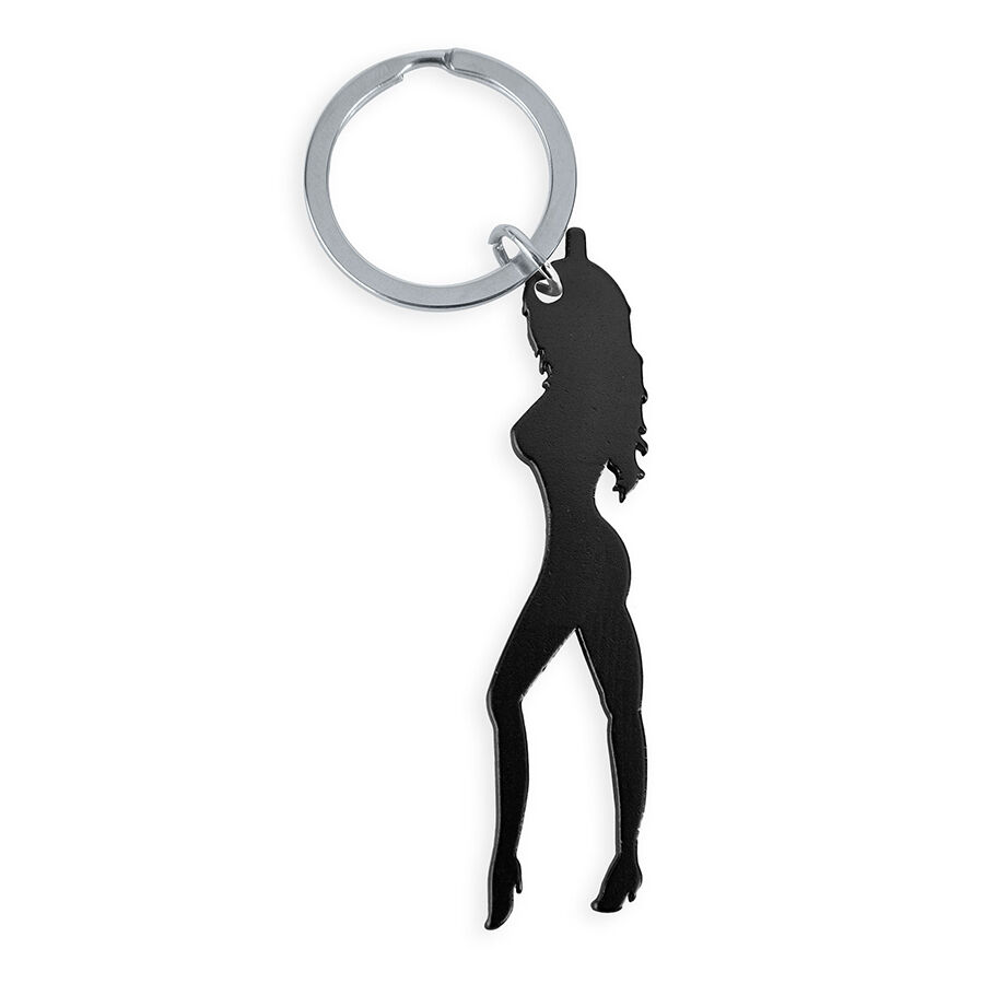 DIABLO PICANTE – KEYRING WITH FEMALE SILHOUETTE IN BLACK COLOR WITH BEER OPENER