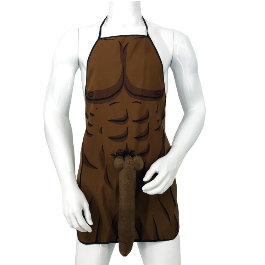 DIABLO PICANTE – MUSCULAR APRON WITH 3D PENIS IN BROWN TONE