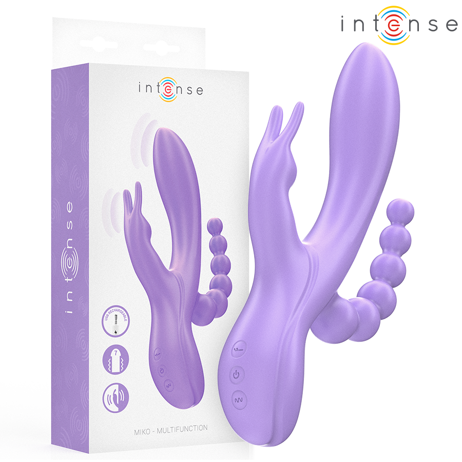 INTENSE – MIKO TRIPLE VIBRATOR RABBIT  STIMULATOR  ANAL 7 VIBRATIONS PURPLE