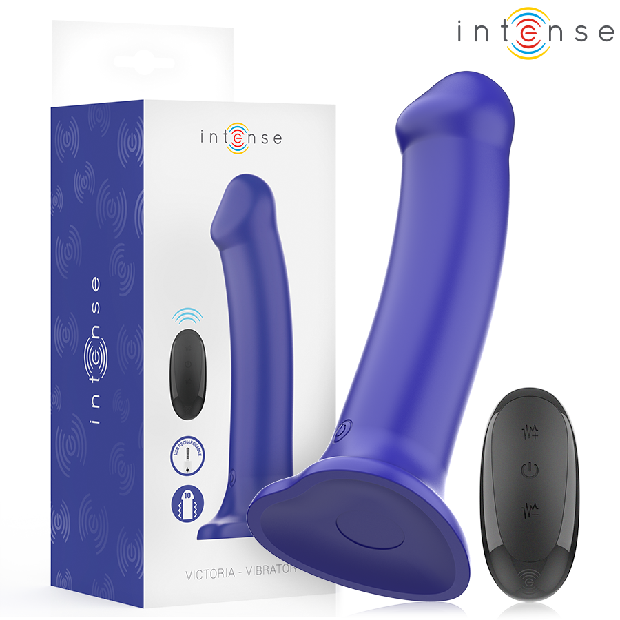 INTENSE – VICTORIA VIBRATOR WITH SUCTION CUP 10 VIBRATIONS DARK BLUE REMOTE CONTROL