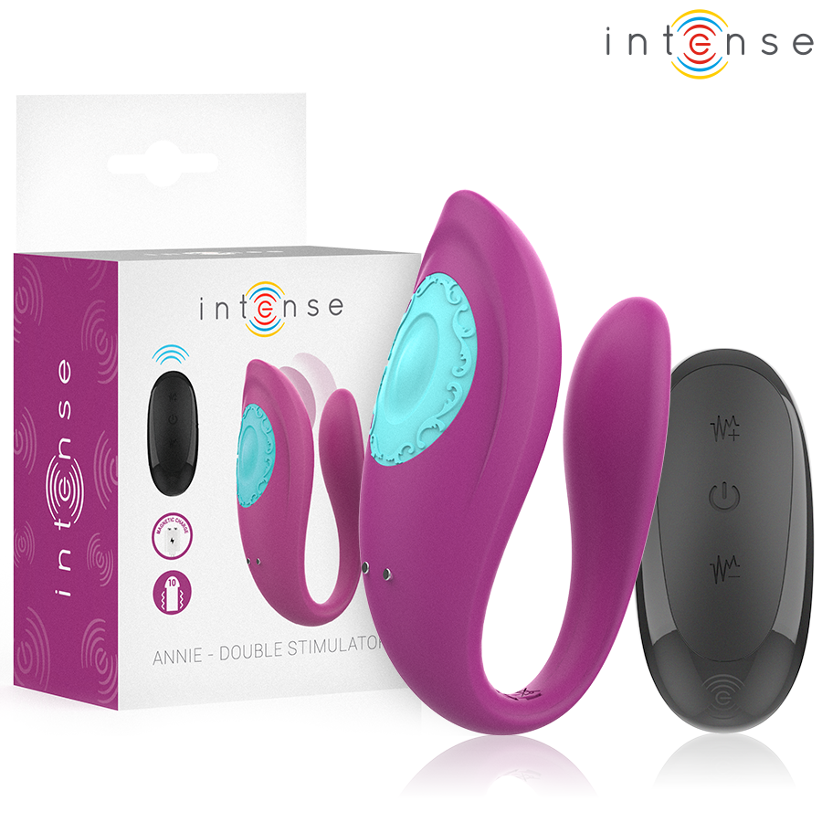 INTENSE – ANNIE U-SHAPED VIBRATOR AND STIMULATOR PURPLE REMOTE CONTROL