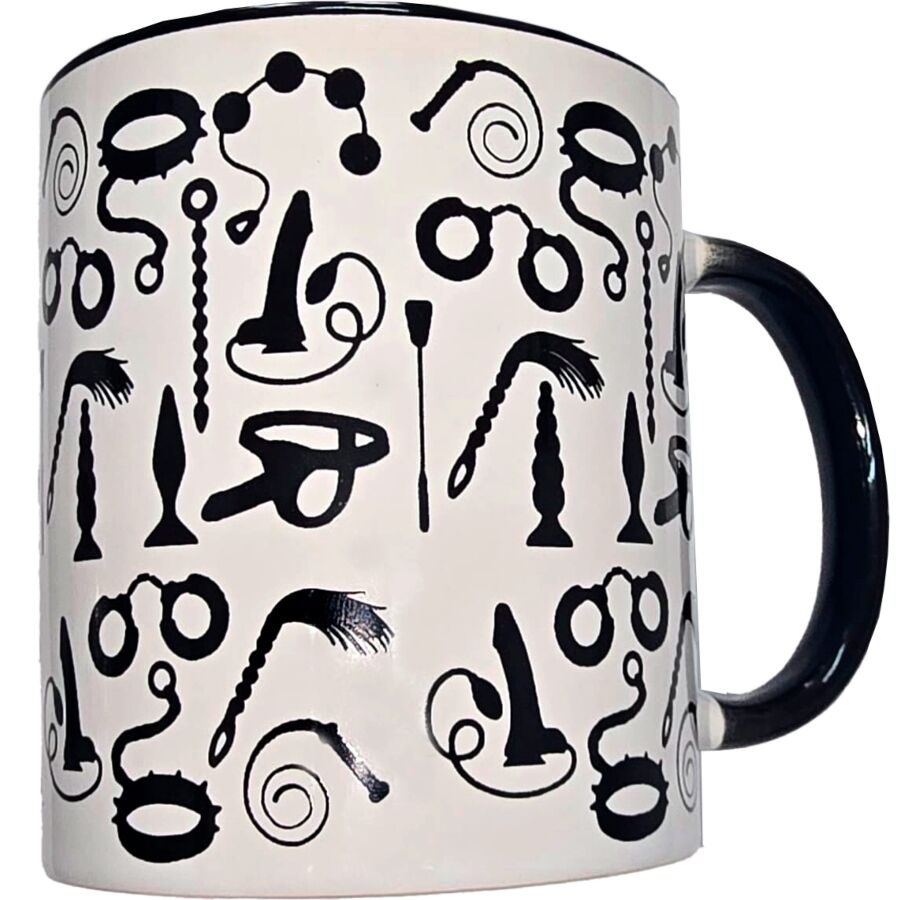 DIABLO PICANTE – WHITE BONDAGE MUG WITH BLACK HANDLE 370 ML