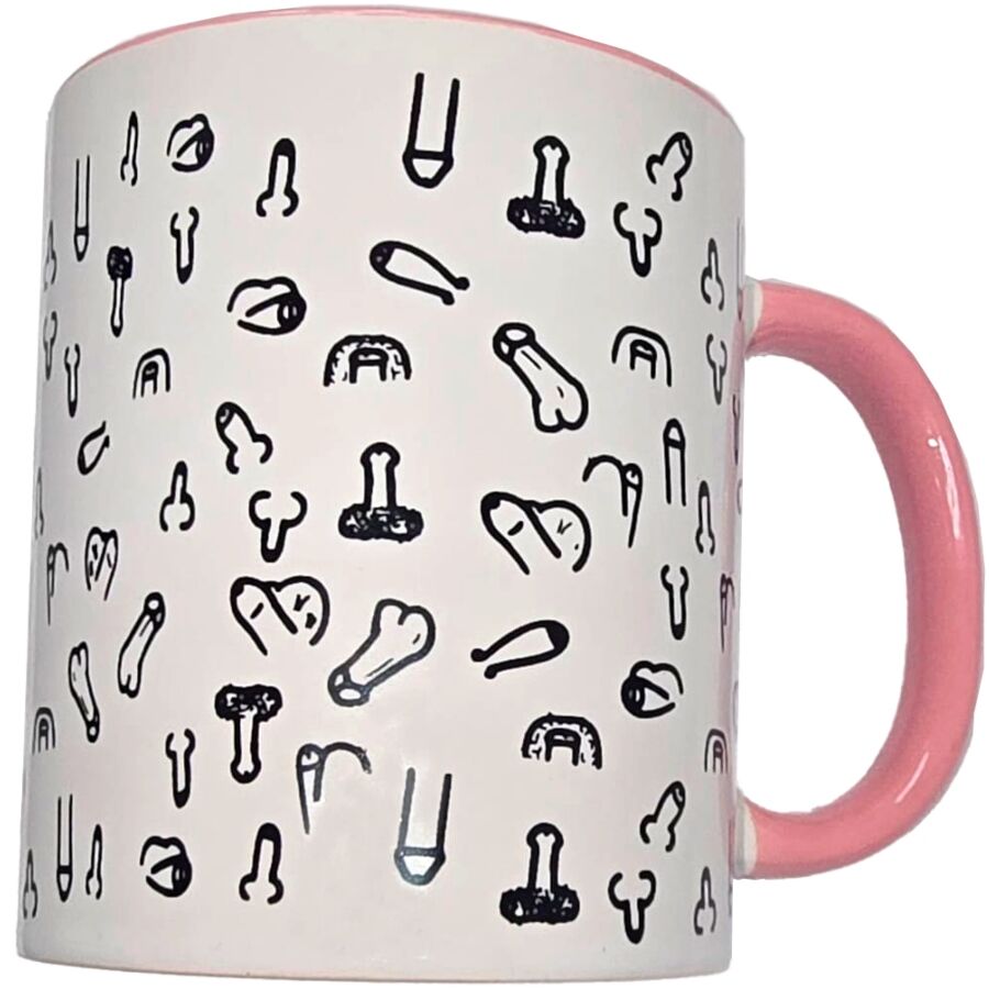 DIABLO PICANTE – WHITE PENIS MUG WITH PINK HANDLE 370 M