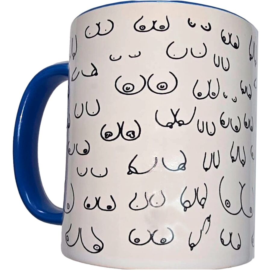DIABLO PICANTE – WHITE BOOBS MUG WITH BLUE HANDLE 370 ML